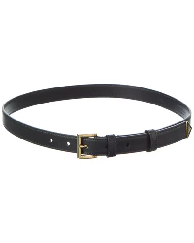 Prada Logo Leather Belt In Black
