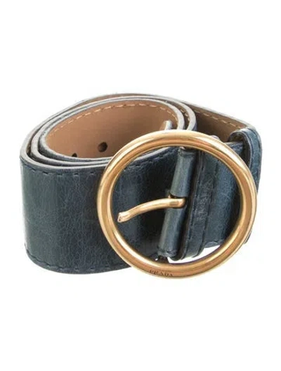Pre-owned Prada Leather Belt In Blue