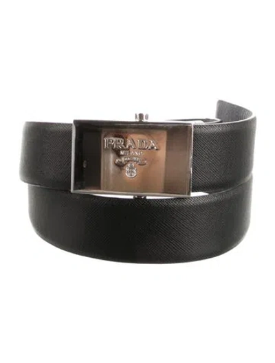 Pre-owned Prada Leather Belt In Blue