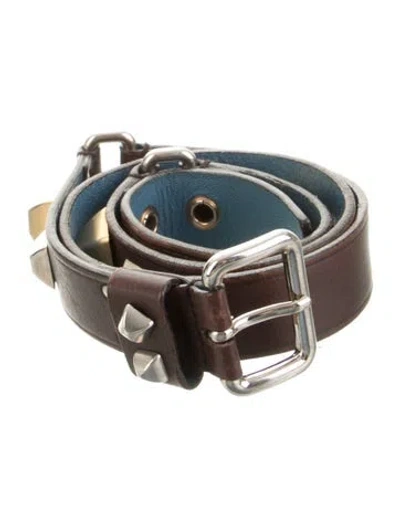 Pre-owned Prada Leather Belt In Blue/brown
