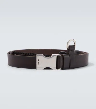 Prada Dark Brown Leather Belt