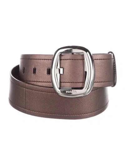 Pre-owned Prada Leather Belt In Brown/metallic