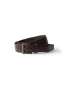 Prada Antiqued Leather Belt In Brown