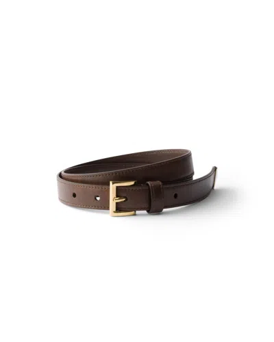 Prada Leather Belt In Cocoa Brown