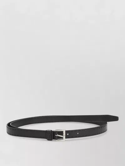 Prada Leather Belt Contrast Stitching Slim Design In Black