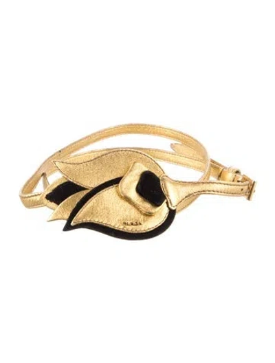 Pre-owned Prada Leather Belt In Gold