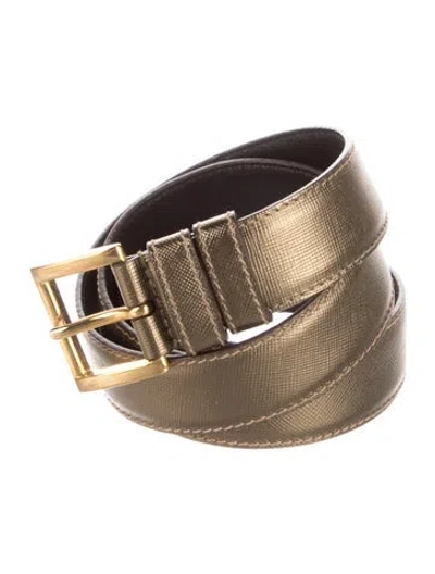 Pre-owned Prada Leather Belt In Gold