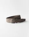 Prada Pebbled-leather Belt In Gray