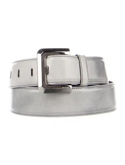 Pre-owned Prada Leather Belt In Gray