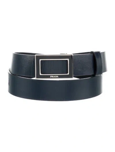 Pre-owned Prada Leather Belt Kit In Blue