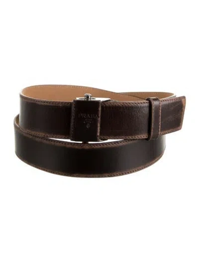Pre-owned Prada Leather Belt Kit In Brown