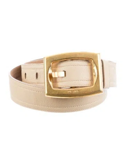 Pre-owned Prada Leather Belt In Neutral