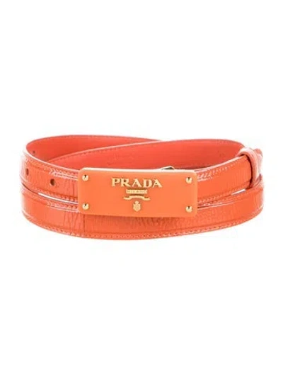 Pre-owned Prada Leather Belt In Orange