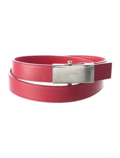 Pre-owned Prada Leather Belt In Red