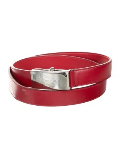 Pre-owned Prada Leather Belt In Red