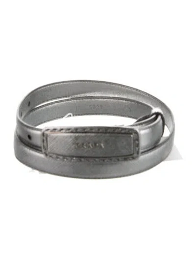 Pre-owned Prada Leather Belt In Silver