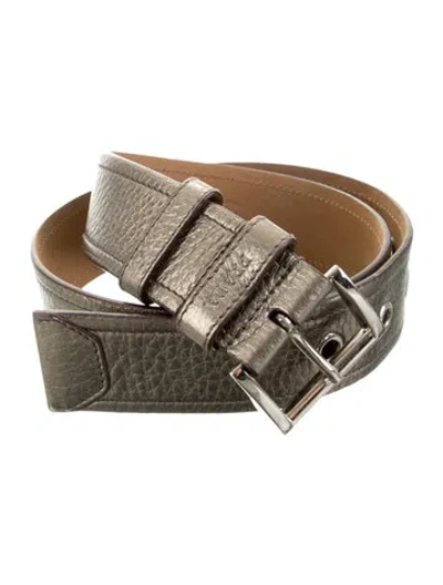 Pre-owned Prada Leather Belt In Silver