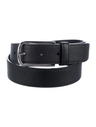 Pre-owned Prada Leather Belt W/ Tags In Black
