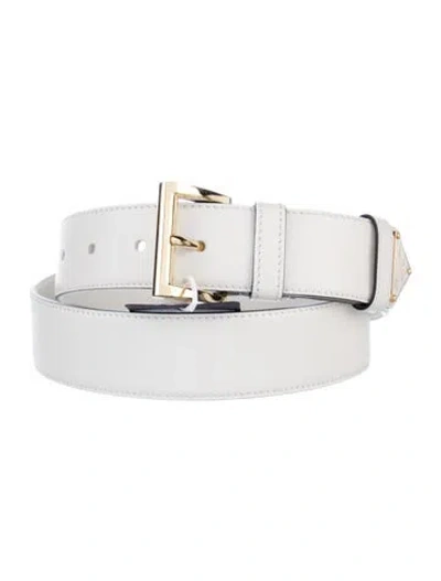 Pre-owned Prada Leather Belt W/ Tags In White