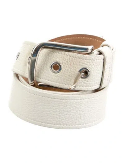 Pre-owned Prada Leather Belt In White