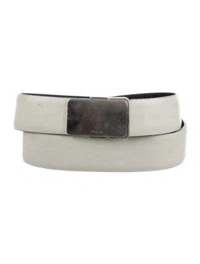 Pre-owned Prada Leather Belt In White