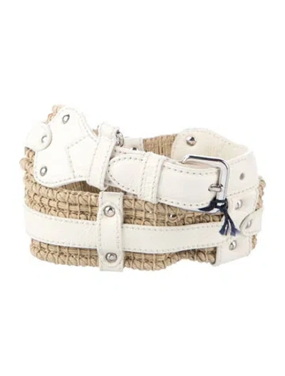 Pre-owned Prada Leather Belt In White