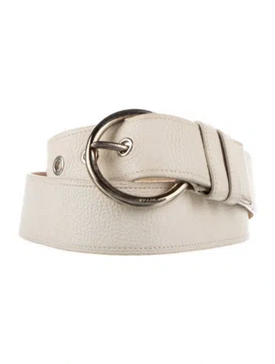 Pre-owned Prada Leather Belt In White