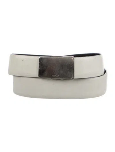 Pre-owned Prada Leather Belt In White