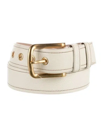 Pre-owned Prada Leather Belt In White