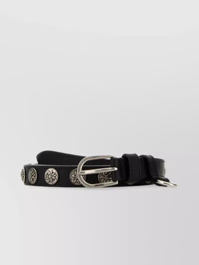 PRADA LEATHER BELT WITH ADJUSTABLE LENGTH AND DECORATIVE STUDS