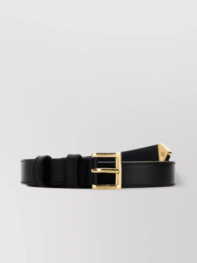 Prada Leather Belt With Adjustable Length And Gold-tone Buckle