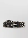 Prada Leather Belt With Studded Design And Chain Detail