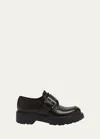 Prada Leather Belted Lace-up Loafers In Cordovan