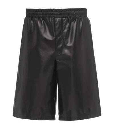 PRADA LEATHER BERMUDA SHORTS