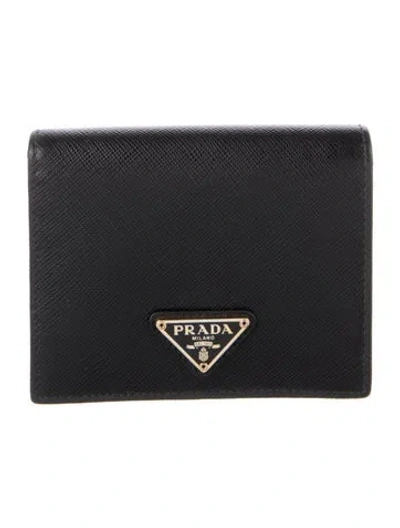 Pre-owned Prada Leather Bifold Wallet In Black