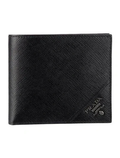 Pre-owned Prada Leather Bifold Wallet In Black