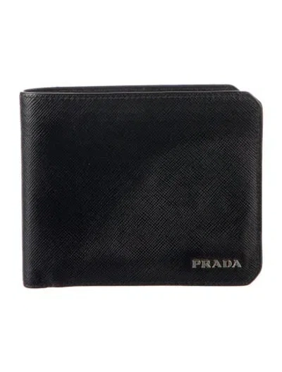 Pre-owned Prada Leather Bifold Wallet In Black