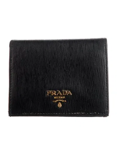 Pre-owned Prada Leather Bifold Wallet In Black