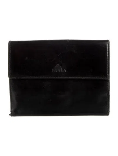 Pre-owned Prada Leather Bifold Wallet In Black