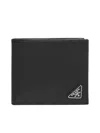 Prada Triangle Logo Saffiano Leather Wallet In F0002