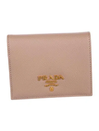 Pre-owned Prada Leather Bifold Wallet In Neutrals