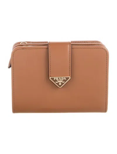 Pre-owned Prada Leather Bifold Wallet W/ Tags In Brown