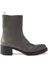 Prada Leather Biker Boots In Gray