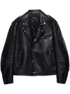Prada Womens Black Vintage-treated Leather Biker Jacket In Black