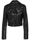 Prada Long-sleeved Zipper Leather Jacket In Black
