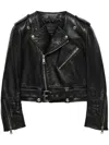 Prada Cropped Leather Jacket In Black