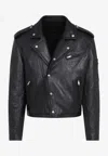 Prada Leather Biker Jacket In Black