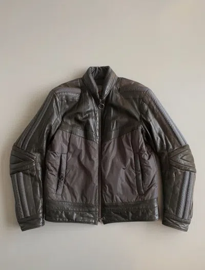 Pre-owned Prada Leather Biker Jacket In Brown