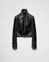 Prada Biker Leather Jacket In Schwarz