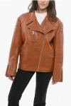 Prada Leather Biker Jacket With Vintage Effect